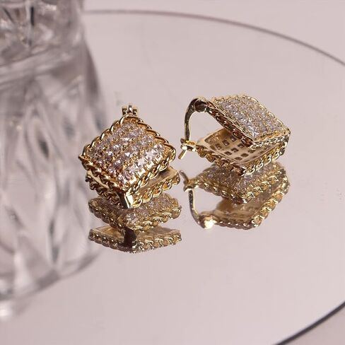 Sonateomber Crystal Heart Reversible Gold Hoop Stud Earrings for Women Teen Girls, Cute Rhinestone Front Back Love Ball Leaf Huggie Earings Bridal Wedding Valentines Jewelry Gift in Saudi Arabia