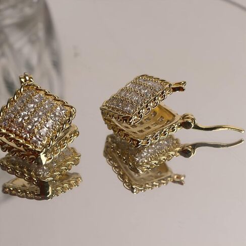 Sonateomber Crystal Heart Reversible Gold Hoop Stud Earrings for Women Teen Girls, Cute Rhinestone Front Back Love Ball Leaf Huggie Earings Bridal Wedding Valentines Jewelry Gift in Saudi Arabia