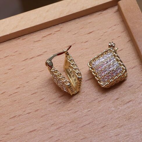 Sonateomber Crystal Heart Reversible Gold Hoop Stud Earrings for Women Teen Girls, Cute Rhinestone Front Back Love Ball Leaf Huggie Earings Bridal Wedding Valentines Jewelry Gift in Saudi Arabia