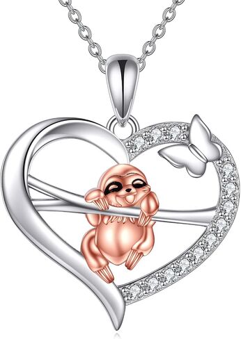 925 Sterling Silver Cute Animal Necklace Heart Sloth/Koala/Bee Pendant for Girls Jewelry Gift for Animal Lovers in Saudi Arabia