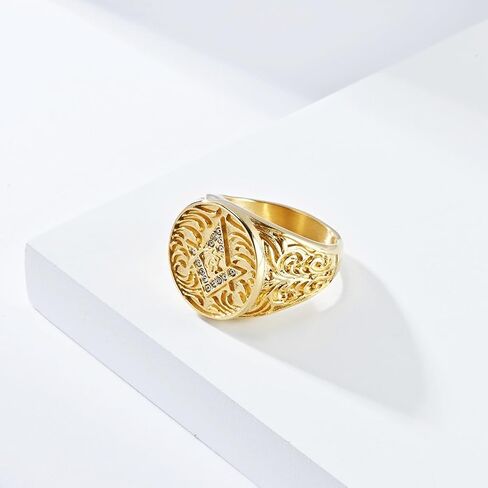 HETIMXIA CZ Masonic Freemason Ring for men 316 Stainless Steel Men's Ring style Iced Out Jewelry Punk Ring Hip Hop Heavy Metal Ring mens fashion rings Father's Day gifts Jewelry Gift for Men in Saudi Arabia