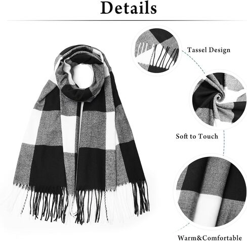 VANLINKER وشاح عصري للنساء شالات طويلة يلتف بطانية ناعمة شبكة كبيرة شتاء دافئ شعرية الكشمير يشعر VL9322 in Kuwait