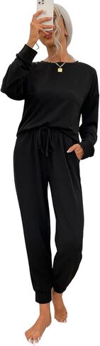 MakeMeChic Women's Casual Sweatsuits 2 Piece Pullover and Sweatpants Workout Set in Saudi Arabia