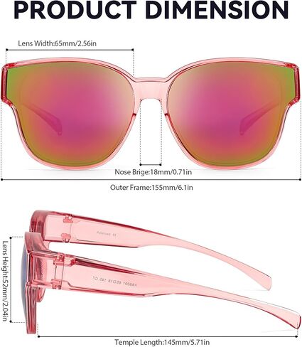 نظارات شمسية مستقطبة من LVIOE للنساء والرجال لارتدائها فوق النظارات الطبية للحماية من الأشعة فوق البنفسجية 400 LS8001 in Kuwait