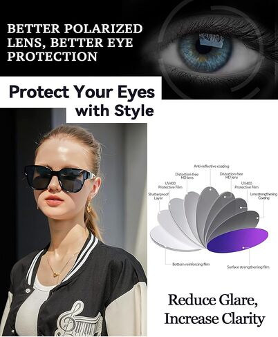 نظارات شمسية مستقطبة من LVIOE للنساء والرجال لارتدائها فوق النظارات الطبية للحماية من الأشعة فوق البنفسجية 400 LS8001 in Kuwait