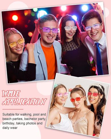 LEIFIDE 16 Pairs Rimless Rectangle Sunglasses Vintage Frameless Sunglasses Transparent Candy Color Glasses Tinted Retro Square Eyewear for Women Men, 16 Colors, Various Colors, one size/ about 2.24 in Saudi Arabia
