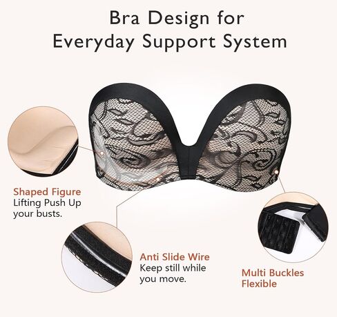 DotVol Women Hand Shape Custom Lift Invisible Wirefree Anti-Slip Strapless Push Up Bra in Kuwait
