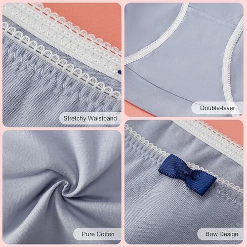 انليكي ملابس داخلية قطنية للنساء، سراويل داخلية منخفضة الارتفاع، سراويل داخلية جيدة التهوية مقاس كبير، ملابس داخلية للنساء 4/6 عبوات in Kuwait