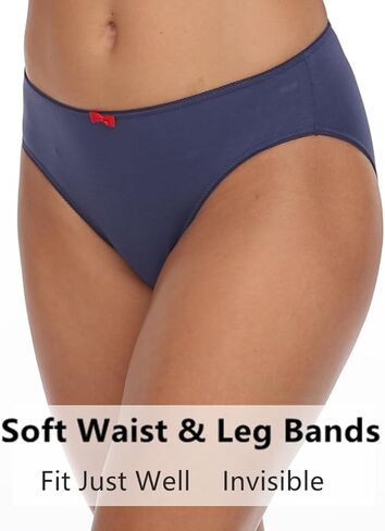 انليكي ملابس داخلية قطنية للنساء، سراويل داخلية منخفضة الارتفاع، سراويل داخلية جيدة التهوية مقاس كبير، ملابس داخلية للنساء 4/6 عبوات in Kuwait