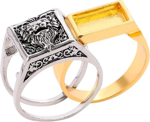 Men's Lion Ring Punk Domineering Lion Animal Ring Gothic Roaring Lion Head Ring with Mini Hidden Storage Box Jewelry Gift for Men Boys in Saudi Arabia