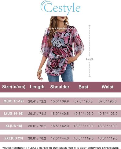 بلايز نسائية مكشكشة بأكمام 3/4 من Cestyle وبلوزات شبكية وقمصان واسعة وتونيك كاجوال in Kuwait