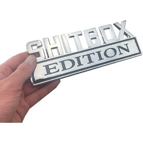 1Pc Big Size SHITBOX Edition Emblem Badge Decal Stickers fits for Chevy Car Truck (Chrome Black)