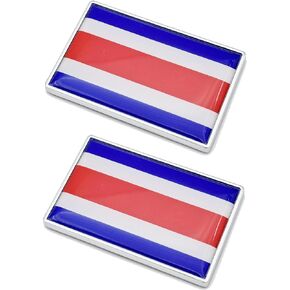 2 Pcs 3D Costa Rica Costa Ricans Flag Metal Car Stickers Chrome Decals,2.3 x 1.6 Inch Metal Truck Stickers,Patriotic Car Motorcycle Emblem.