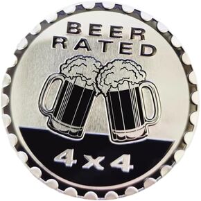 Beer Badge Rated Car Emblem,4x4 Metal Automotive Badge Compatible Jeep Wrangler Cherokee Round Auto Car Emblem Sticker 3D Decorative Sticker for Motorcycle Vehicles Bumpers Trucks