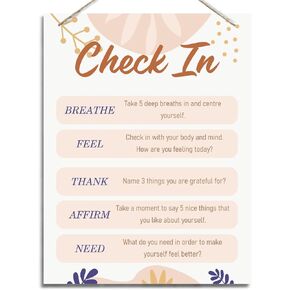Therapy Decor, Therapy Office Decor, Self-care Check-In Wall Decor, Positive Psychology Wood Sign, Therapy Office Wall Art, Emotional Learning Wall Art Decor, Decorations for Counsellor Office