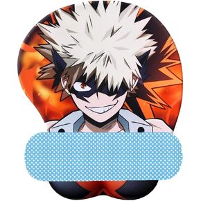 3D Anime Mouse Pads Boob Oppai Gaming Mousepads Sexy Cartoon Girl Big Breast Boobs Silicone Mouse Mat with Wrist Support 2Way Skin (Bakugou Katsuki)