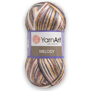 1 Ball YarnArt Melody Variegated, Chainette Yarn, Shiny Metallic Sheen Yarn for Knitting, Crochet, Embroidery, 100 grams (3.5 oz), 230 meters (251 yards), 70% Polyamide 21% Acrylic 9% Wool Blend - 905