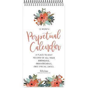 Hadley Designs Floral Perpetual Birthday, Anniversary, Special Event Reminder Calendar Book Journal for Important Family Date Remembrance Wall Hanging, Mom Dutch Bday Gift Card Planner Organizer