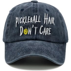 NVJUI JUFOPL Pickleball Hair Don't Care Hat, Embroidered Baseball Cap Pickleball Gifts for Men & Women Navy