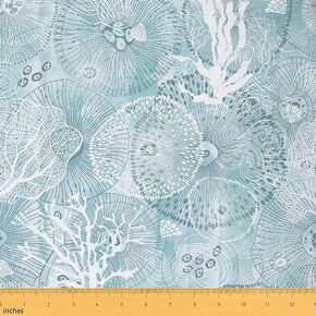 Nautical Outdoor Fabric by The Yard, Vintage Ocean Anchor Compass Upholstery Fabric for Chairs, Marine Sea Adventure Decorative Fabric for Home DIY Projects, 3 Yards, Navy Blue