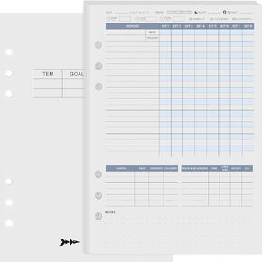 Harphia Workout Tracker Planner Refills, Fitness Journal Notebook Insert Paper for Men and Women, 6 Holes Loose Leaf Paper for Binder, A5(8.27x5.71"),Double Sided Printed,Effective and Professional