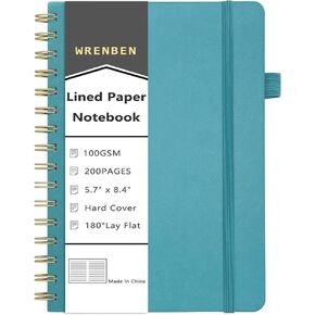 Leather Spiral Notebook A5 Lined Journal Hardcover Composition Notebooks 200 Pages 100GSM Thick Paper Diary Rose Gold Planner for women 5.7 x 8.4 Inches (Lined, Rosegold)