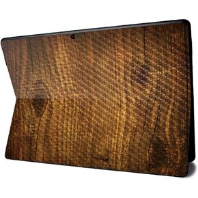 MightySkins Carbon Fiber Skin for Microsoft Surface Pro X - Carved Wood | Textured Carbon Fiber Finish | Easy to Apply, Remove, and Change Styles | Made in The USA