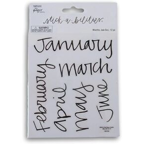 Calendar Month Handwriting Planner Stickers for Journaling, Scrapbooking, Cardmaking, Arts & Crafts - 12 Pieces