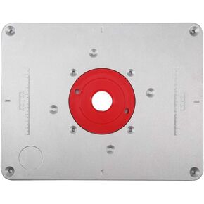 Router Table Insert Plate, 11.81 x 9.25 x 0.37 inch Aluminum Alloy Wood with Plastic Router Insertion Ring for Woodworking Benches Flip Chipboard