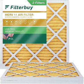 Filterbuy 12x12x1 Air Filter MERV 11 Allergen Defense (3-Pack), Pleated HVAC AC Furnace Air Filters Replacement (Actual Size: 11.69 x 11.69 x 0.75 Inches)