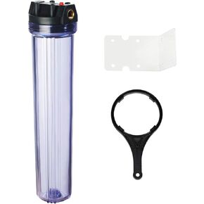 Geekpure 20-Inch Clear Filter Housing for 2.5" x 20" Whole House Water Filtration System - 3/4"NPT Brass Port - with Air Relief Valve