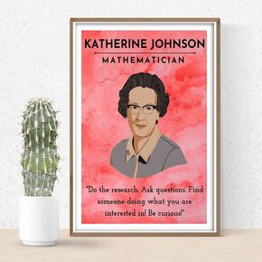 Katherine Johnson | Mathematician | "Do the research. Ask Questions…. | 12-Inches By 18-Inches Inspirational Motivational Educational Classroom Posters | Great Gift Ideas For Teachers | FBMAAP023