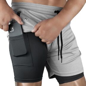 UGW Men's Gym Workout Running Shorts 2 in 1, Mesh Athletic Shorts with Inseam, Men Fitness, Perfect Mens Yoga Gym Shorts