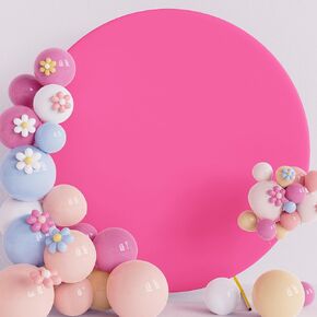 Putros 5FT Round Backdrop Cover Dusty Blue Circle Arch Cover with Buckles Polyester Fitted Round Balloon Arch Cover for Wedding Birthday Party Decoration