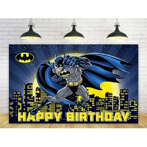 BatHero Backdrop for Birthday Party Decorations Blue Batman Background for Baby Shower Party Cake Table Decorations Supplies Superhero Theme Banner 5x3ft