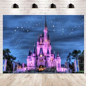 Cinderella Princess Castle Backdrop 7x5ft Washable Beautiful Night View Castle Backdrop Perfect for Princess Themed Birthday Parties Castle Events Photo Video Shooting Props YL125