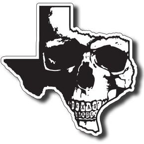 ملصق ممتص للصدمات من الفينيل بتصميم جمجمة من شركة Texas Made للمركبات والكمبيوتر المحمول والأكواب والأكواب (5 بوصات)