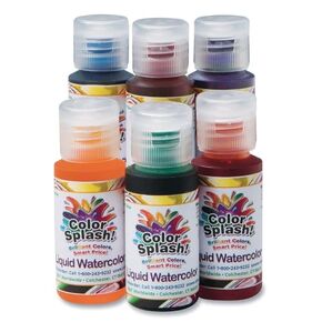 S&S Worldwide Color Splash! Liquid Watercolor Paint, 10 Vivid Colors, 8-oz Flip-Top Bottles, for All Watercolor Painting, Use to Tint Slime, Clay, Glue, Shaving Cream, Non-Toxic., Multicolor