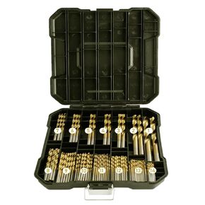 99Pcs HSS Twist Drill Bit Set Jobber Length Titanium Nitrided Metalworking Drill Steel Metal Iron Plastic Wood