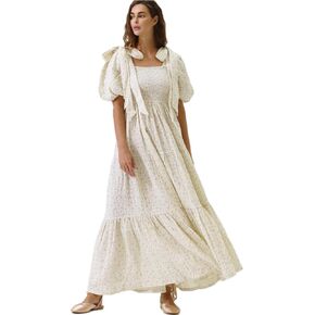 لا شيء يناسب ولكن فستان الحمل للسيدات مصنوع من القطن بنسبة 100% من Rue، فستان حمل طويل كاجوال مزين بالزهور لحفلات استقبال المولود الجديد in Kuwait