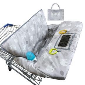 Basumee Shopping Cart Cover for Baby High Chair Covers for Restaurant Seat Grocery Cart Cover for Babies Girl Boy Cart Covers with Storage Pouch Baby Shopping Cart Cover, Black Flower