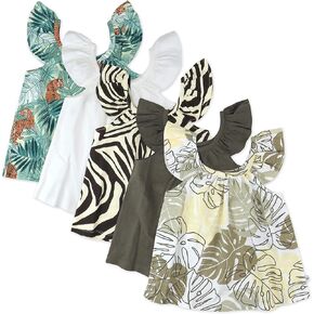 HonestBaby Baby Girls 5-pack Cami Tops Sleeveless T-shirts 100% Organic Cotton for Infant and Toddler Baby Girls