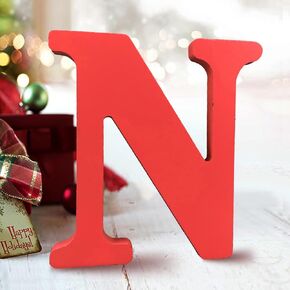 AOCEAN 6 Inch Red Wood Letters Unfinished Wood Letters for Wall Decor Decorative Standing Letters Slices Sign Board Decoration for Craft Home Party Projects (M)