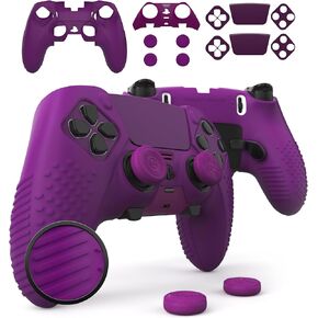 Foamy Lizard Eclipse PS5 Edge Controller Skin Combo Set | Dock Compatible, Protector Decals, Anti-Slip Soft Gel Silicone Cover, Faceplate Shell & Thumb Grips for Playstation 5 DualSense Edge (Black)