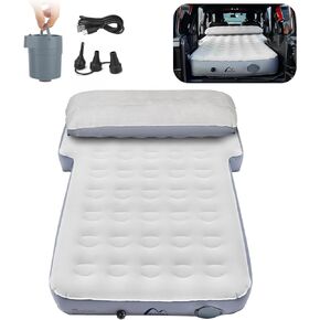 SUV Air Mattress with One-Click Charging Wireless Air Pump, Detachable Air Pillow, Heavy Duty, Leakproof, Fits Most SUVs, for Car Camping, Portable, Adjustable Firmness