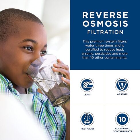 GE Reverse Osmosis System & Under Sink Water Filter | Faucet & Easy Install Kit Included | Premium Filtration Reduces Lead, Chlorine & More | Replace Filters Every 6 Months | GXRM10RBL in Saudi Arabia