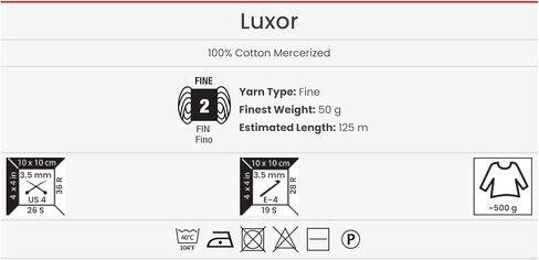 قطن YarnArt Luxor، (عبوة من 5 قطع) 100% من خيوط قطن جيزة مرسيريزد، ناعمة، سوبر فينو للكروشيه والحياكة (5 × 1.76 أونصة) / (5X 137 ياردة) (1208) in Kuwait