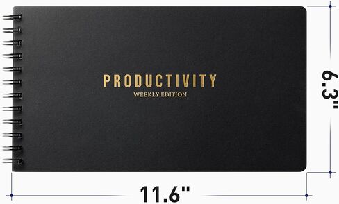 Nekmit Weekly Planner Spiral Bound, Undated Daily & Weekly Planner, Productivity Weekly Organizer, To Do List Notebook for office work, 11.2"x6.3", with Gift Box, Black in Kuwait