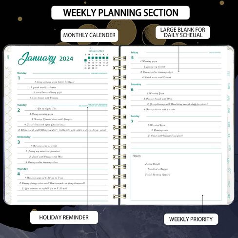 2024 Monthly Planner, Daily and Weekly Planner with Calendar, Appointment Book Student Planner 2024 in Saudi Arabia