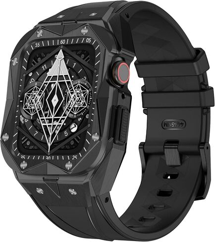 Metal Case Band Compatible with Apple Watch 45mm/44mm Series 9/8/7/6/SE/5/4, Stainless Steel Cases Men Rugged Bands Heavy Duty Military Protective Bumper Cover with Sport Strap for iWatch 45mm/44mm in Saudi Arabia